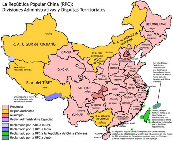 China mapa administrativo